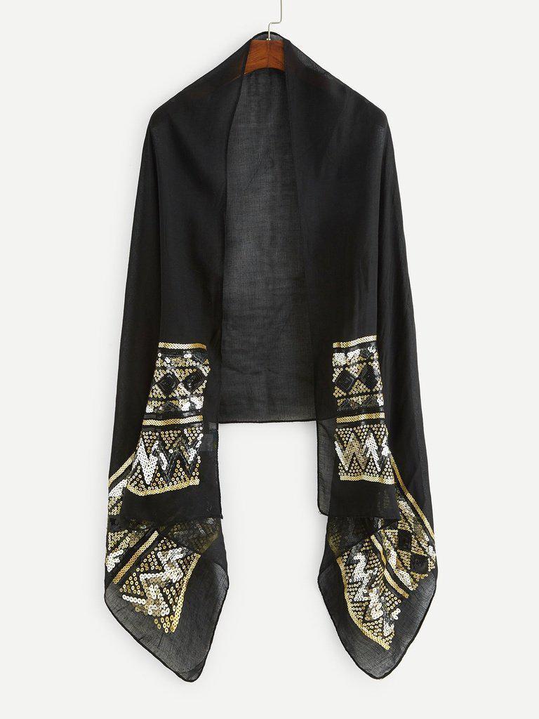 Geometric Sequin Lightweight Scarf-accessories-Des Mess