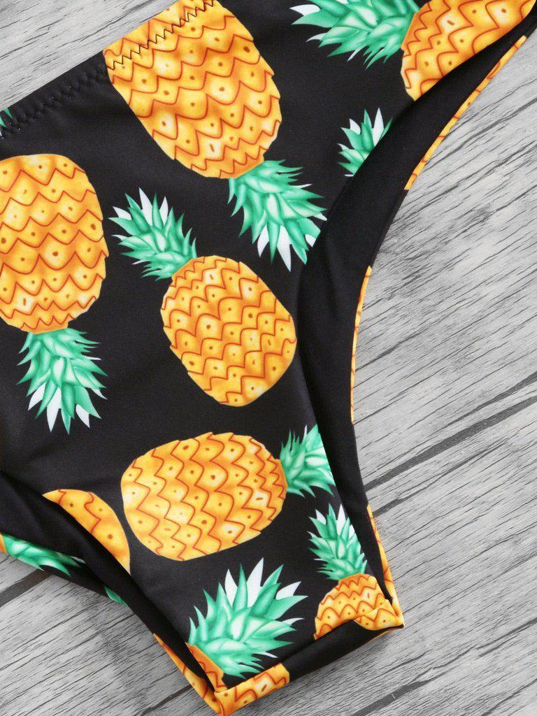 Pineapple Print Wrap Bikini Set-swimwear-Des Mess