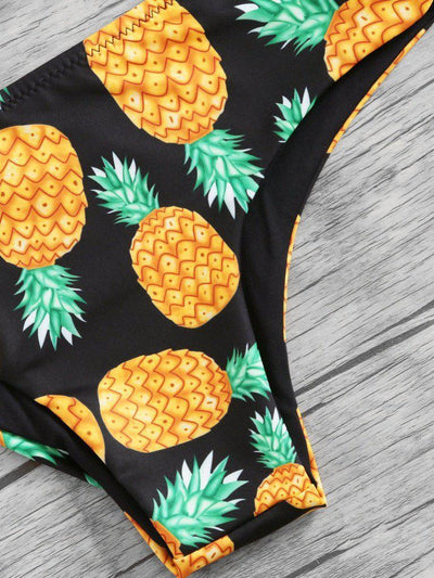 Pineapple Print Wrap Bikini Set-swimwear-Des Mess
