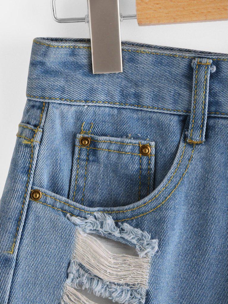 Destroyed Frayed Hem Denim Shorts-bottom-Des Mess