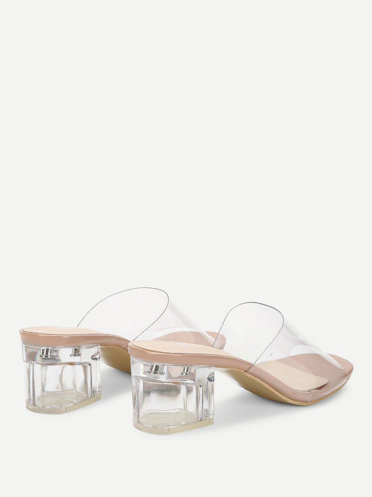 Chunky Heeled Clear Mule Sandals-shoes-Des Mess