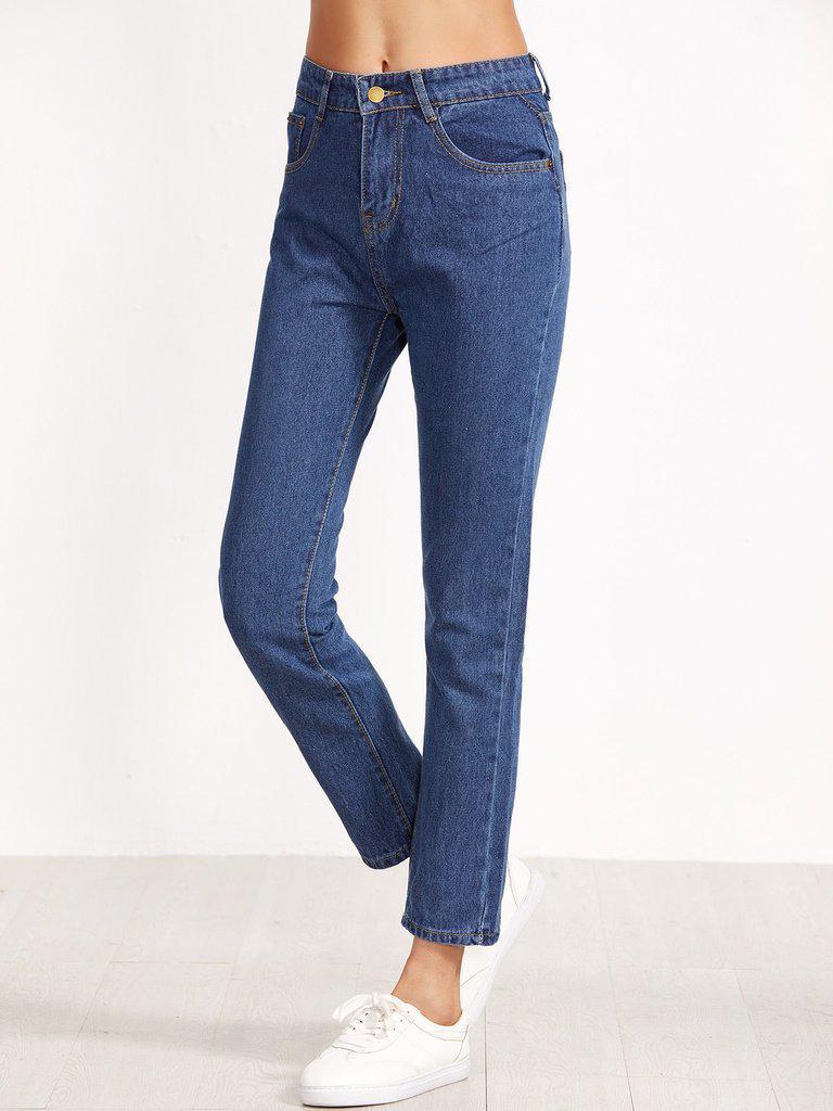 High Waist Straight Jeans-bottom-Des Mess