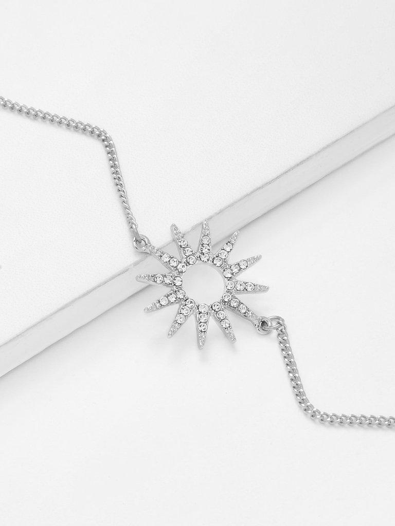 Rhinestone Detail Sun God Charm Chain Bracelet--Des Mess
