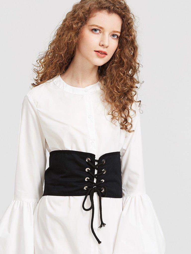 Eyelet Lace Up Wide Belt-accessories-Des Mess