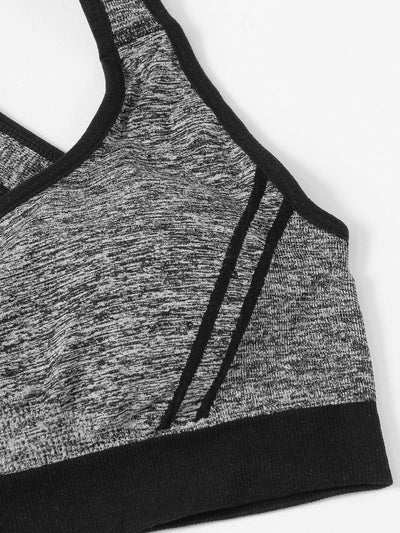 Criss Cross Back Contrast Piping Sports Bra-sportswear-Des Mess
