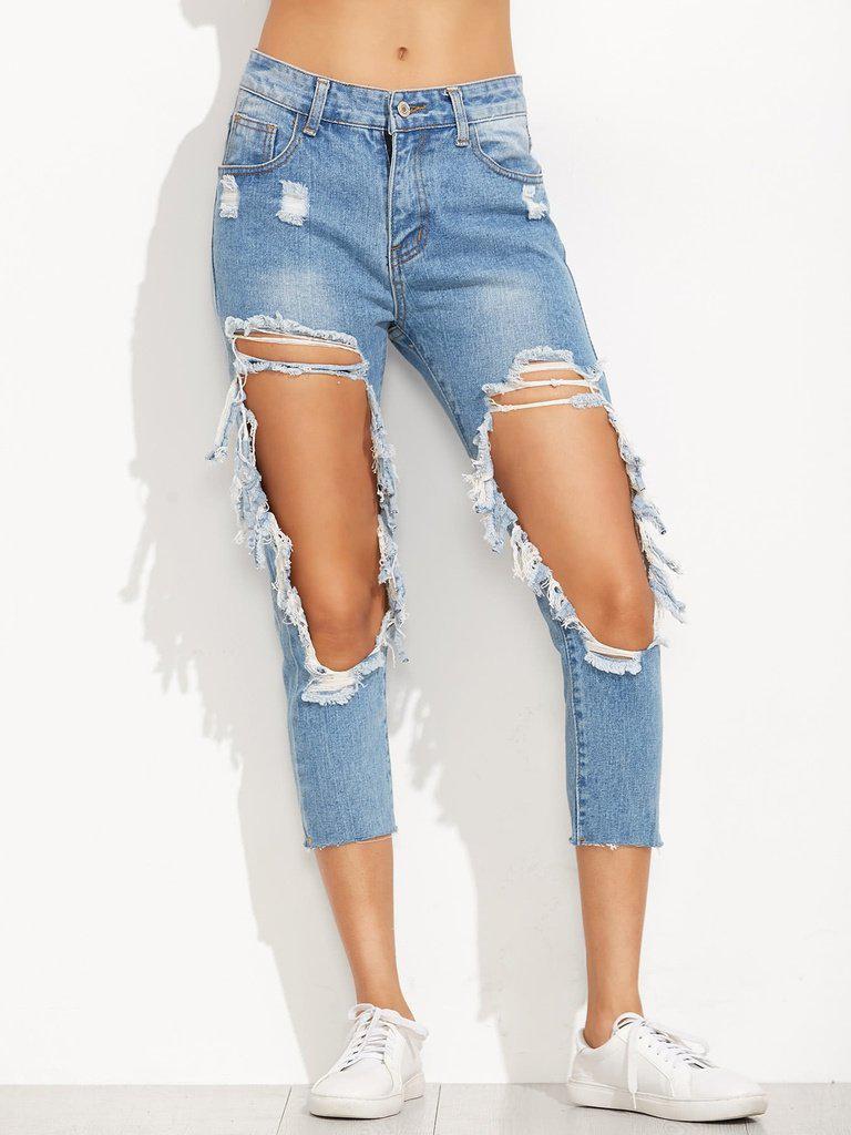 Extreme Distressed Knees Jeans-bottom-Des Mess