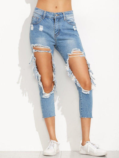 Extreme Distressed Knees Jeans-bottom-Des Mess