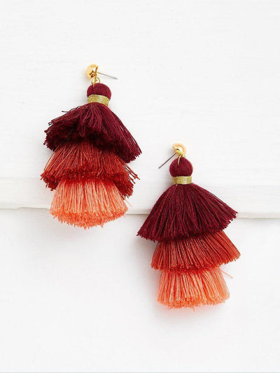 Layered Tassel Drop Earrings-jewelry-Des Mess
