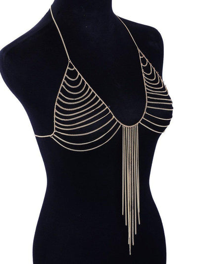 Chain Tassel Bralet Body Chain-jewelry-Des Mess