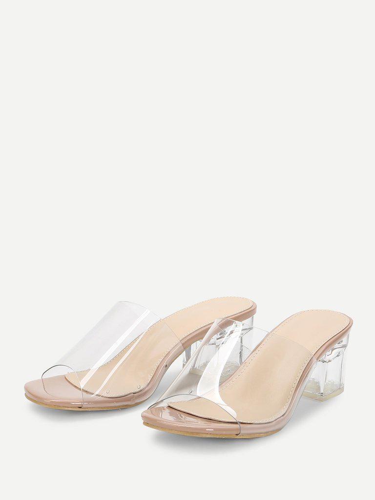 Chunky Heeled Clear Mule Sandals-shoes-Des Mess