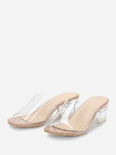 Chunky Heeled Clear Mule Sandals-shoes-Des Mess