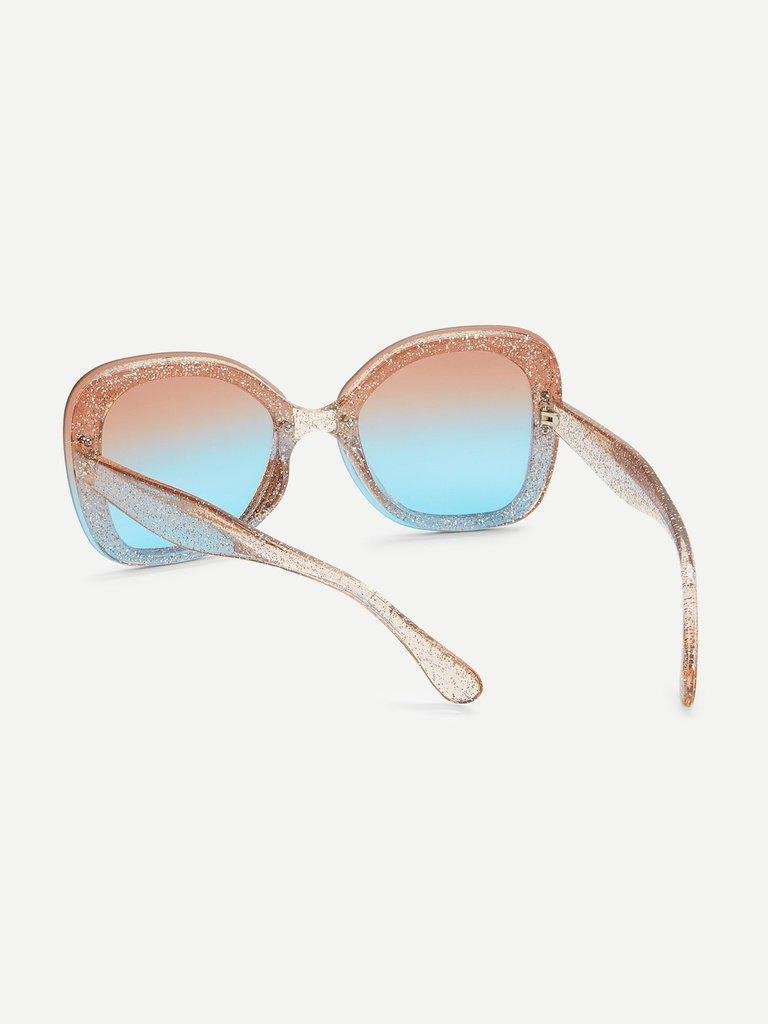 Glitter Frame Mirror Lens Sunglasses-accessories-Des Mess
