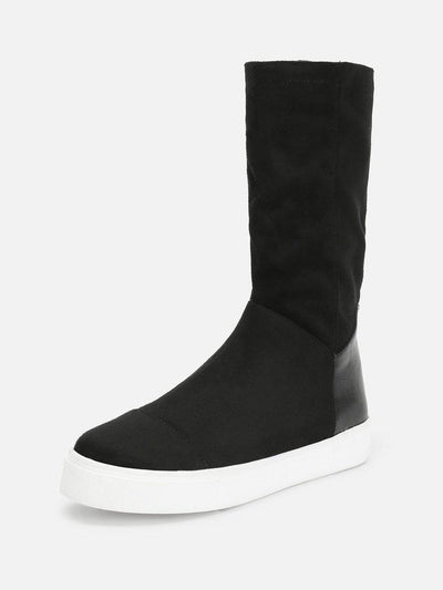 Round Toe Mid Calf Boots-shoes-Des Mess