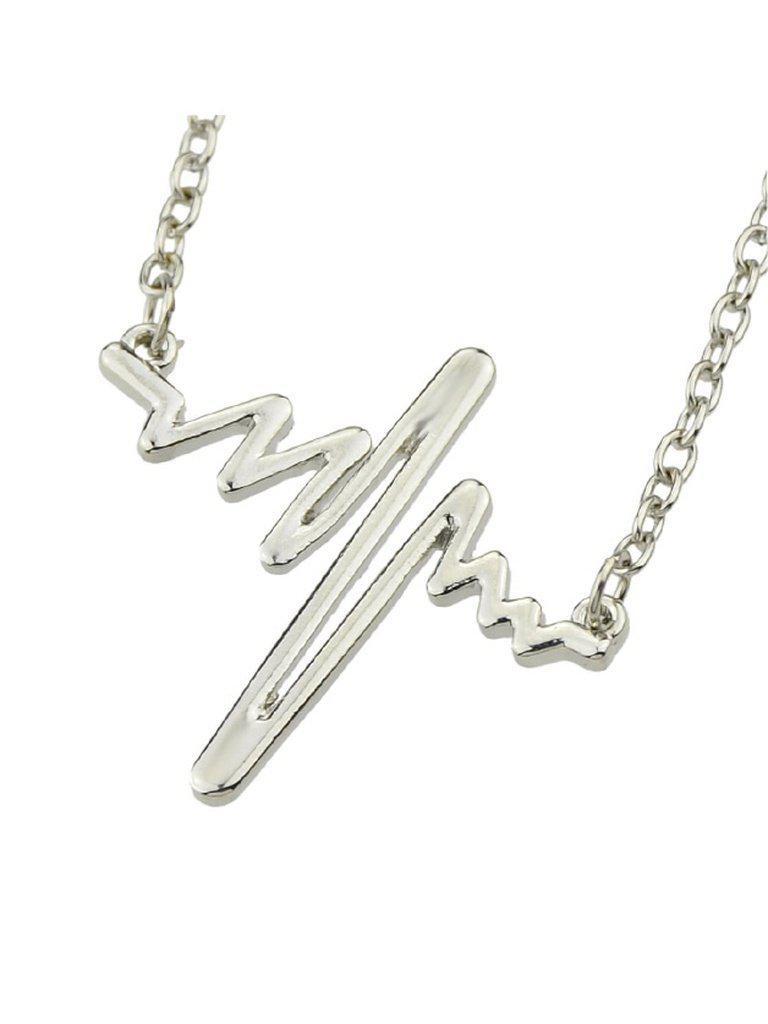 Silver Chain With Heartbeat Charm Bracelet--Des Mess
