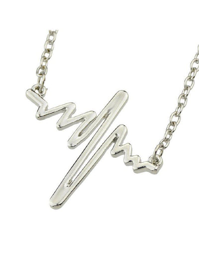 Silver Chain With Heartbeat Charm Bracelet--Des Mess