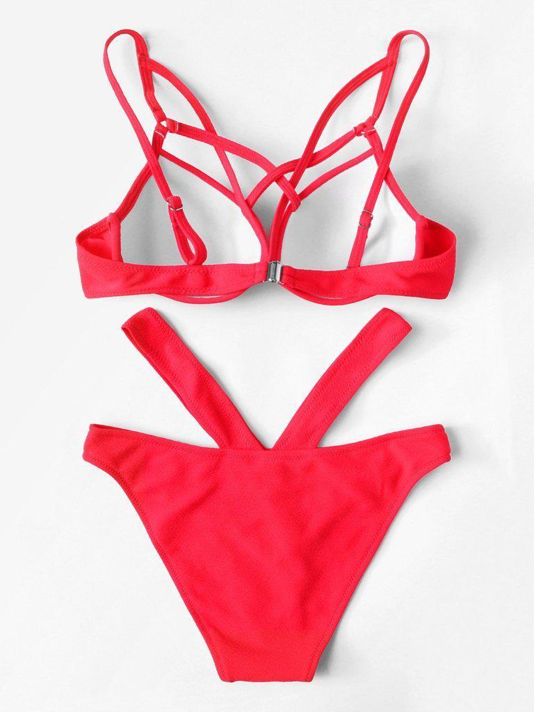 Crisscross Detail Bikini Set-swimwear-Des Mess