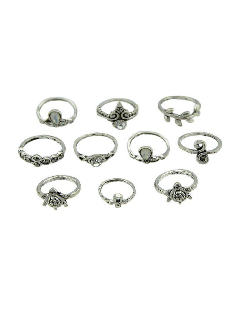 10Pcs/Set Starfish Leaf White Opal Rings-jewelry-Des Mess