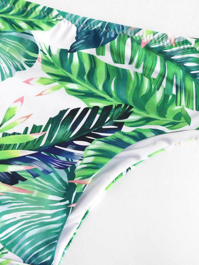 Palm Print Wrap Self Tie Bikini Set--Des Mess