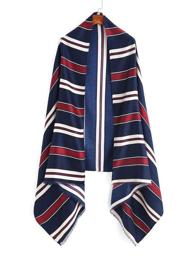 Frayed Trim Striped Scarf-accessories-Des Mess
