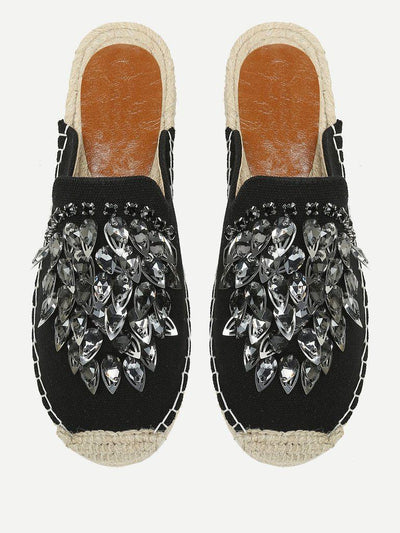Rhinestone Decorated Cap Toe Flats-shoes-Des Mess