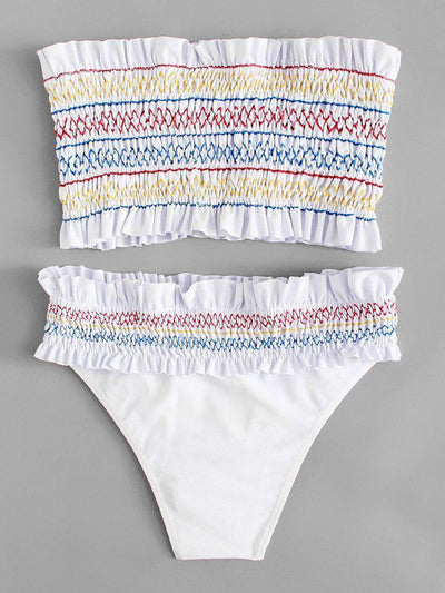 Ruched Bandeau Bikini Set-swimwear-Des Mess