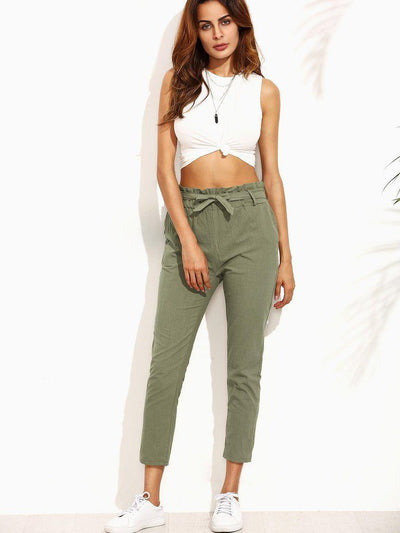 Frill Tie Waist Pants-bottom-Des Mess