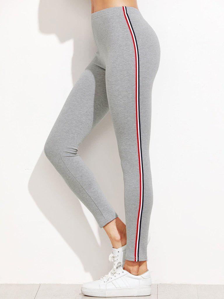 Striped Side Leggings-bottom-Des Mess