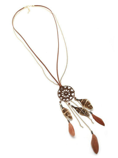 Dreamcatcher And Feather Vintage Necklace-jewelry-Des Mess