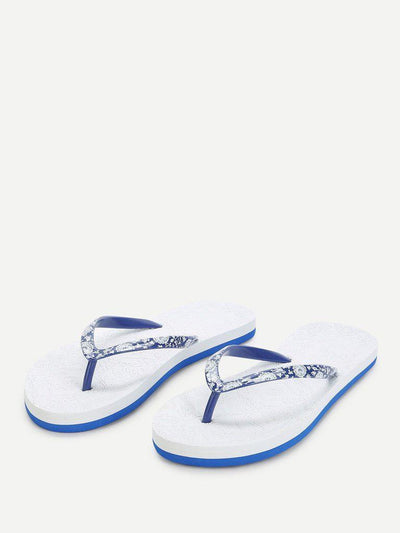 Porcelain Print Flip Flops-shoes-Des Mess