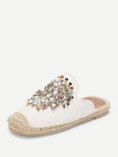 Rhinestone Decorated Cap Toe Flats-shoes-Des Mess