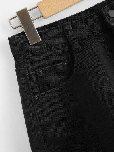 Raw Hem Ripped Denim Shorts-bottom-Des Mess