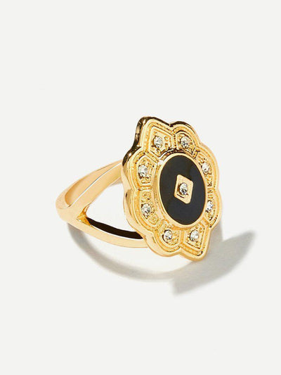 Contrast Flower Ring With Rhinestone-jewelry-Des Mess
