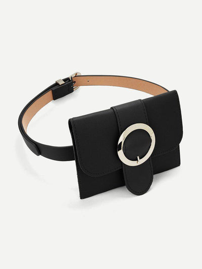 Metal Buckle Belt With Detachable Bag-accessories-Des Mess