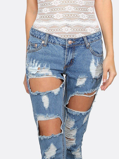 Destroyed Cropped Denim Pants-bottom-Des Mess