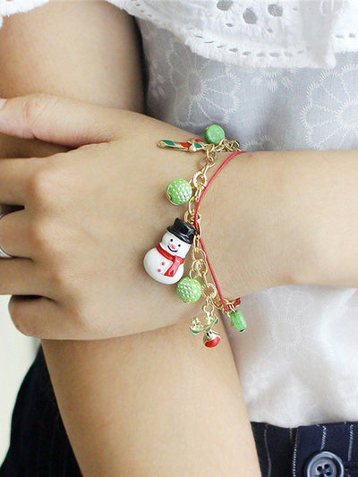 New Christmas Gift Colorful Balls Snowman Deer Charms Bracelet--Des Mess