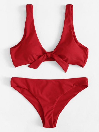Knot Front Bikini Set-swimwear-Des Mess