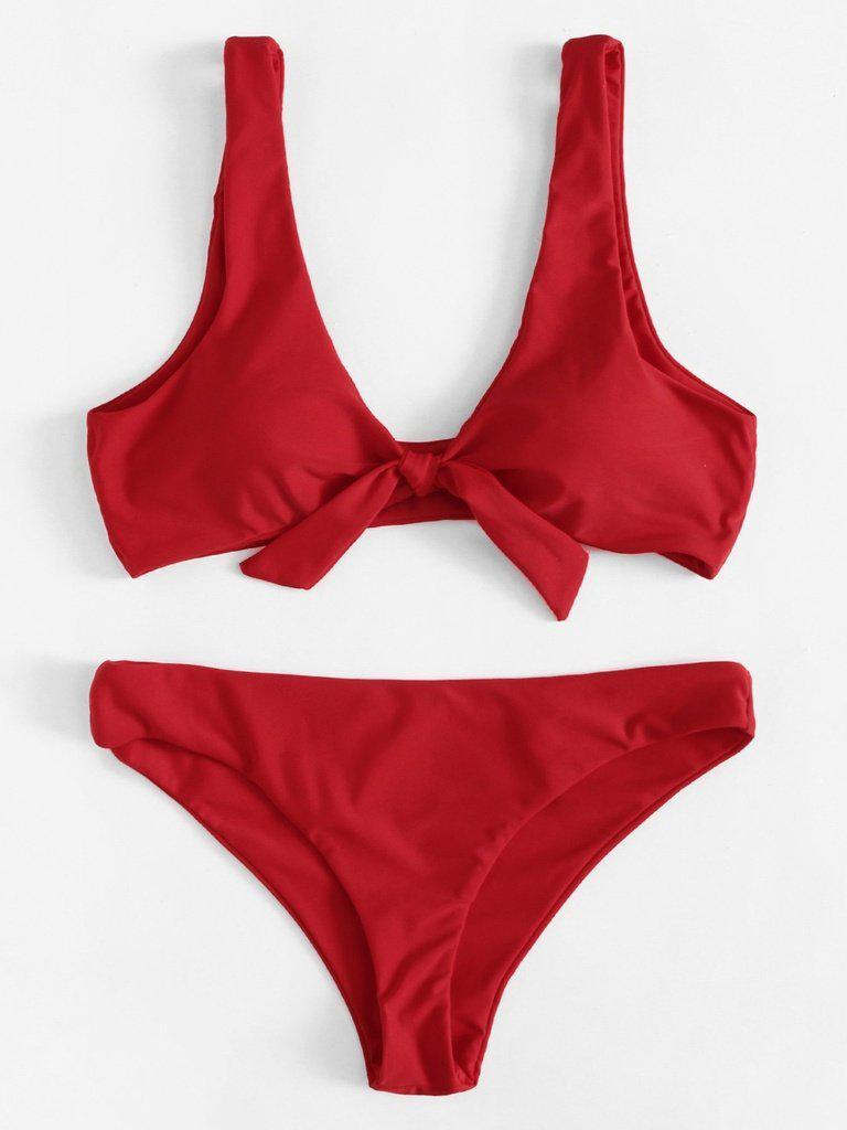 Knot Front Bikini Set-swimwear-Des Mess