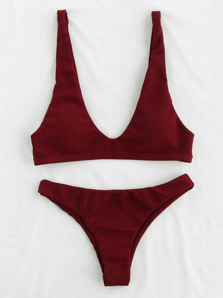 Plunge Neckline Open Back Bikini Set-swimwear-Des Mess
