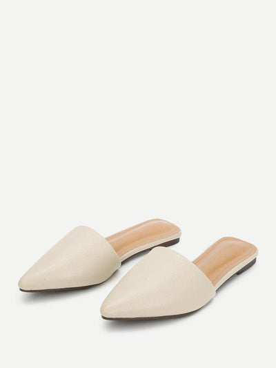 PU Pointed Toe Flat Mules-shoes-Des Mess