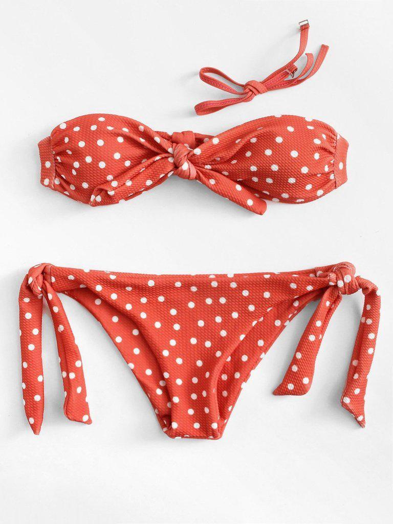 Polka Dot Knot Bikini Set-swimwear-Des Mess