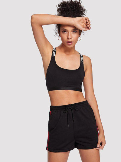 Striped Tape Side Drawstring Waist Shorts-bottom-Des Mess
