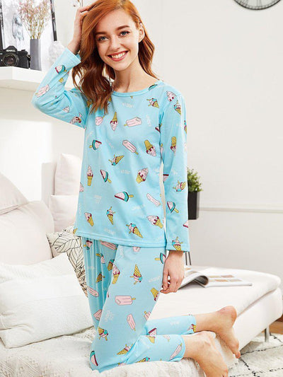 All Over Print Tee & Pants Pj Set-loungewear-Des Mess