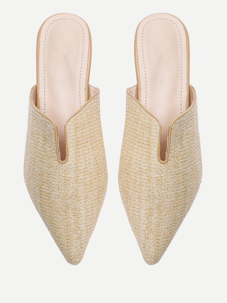 Pointed Toe Woven Mule Flats-shoes-Des Mess