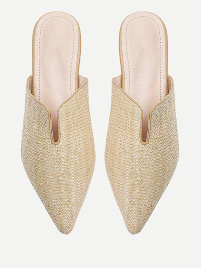Pointed Toe Woven Mule Flats-shoes-Des Mess