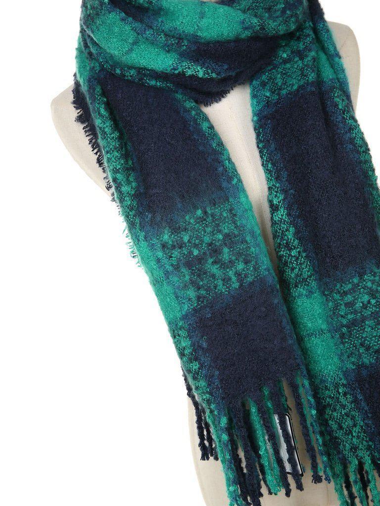 Fringe Trim Plaid Scarf-accessories-Des Mess
