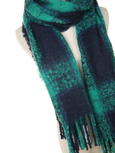 Fringe Trim Plaid Scarf-accessories-Des Mess