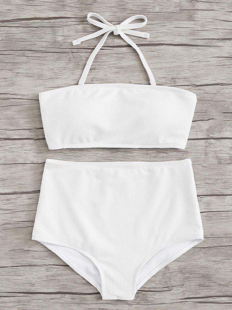 High Waist Halter Bikini Set--Des Mess