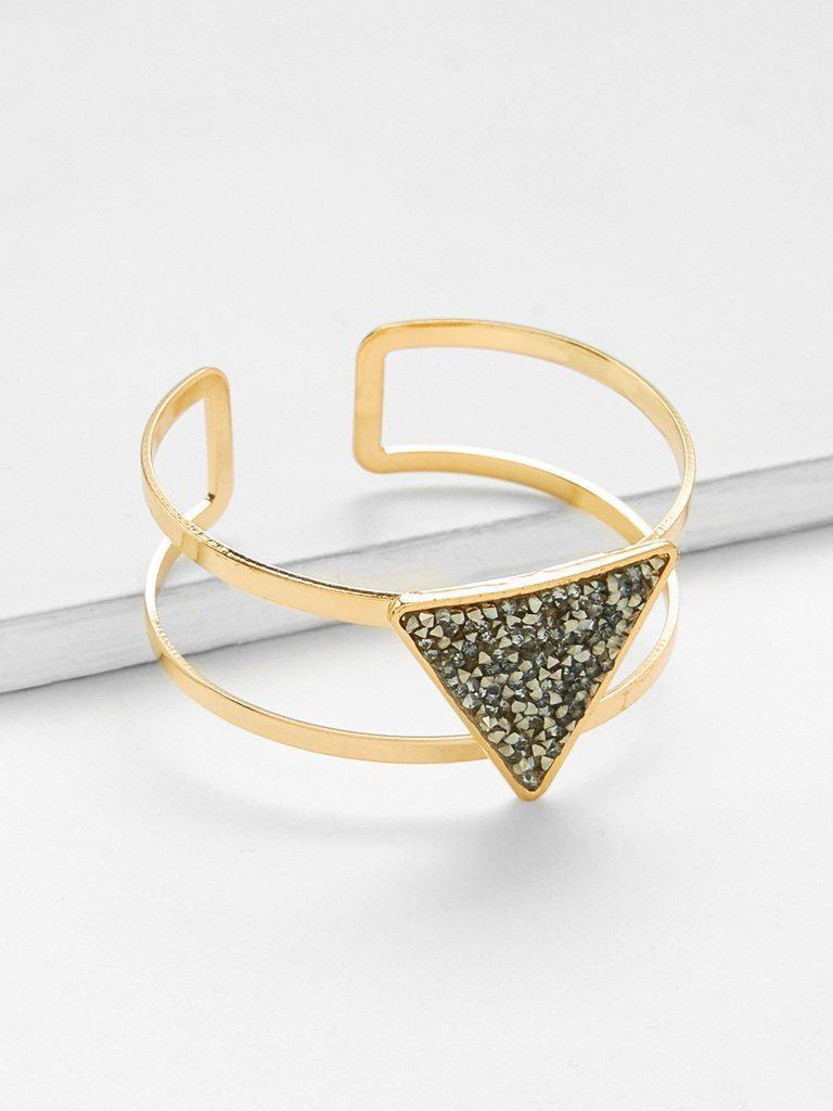 Glitter Stone Open Cuff Bangle--Des Mess