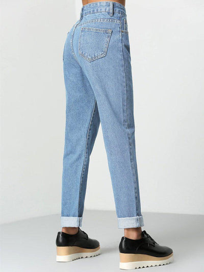 Rolled Up Mom Jeans-bottom-Des Mess
