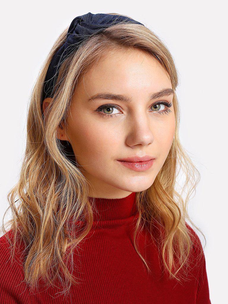 Knot Design Denim Headband-hair-Des Mess